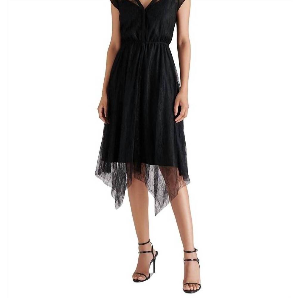 NEW STEVE MADDEN overlay midi dress in black